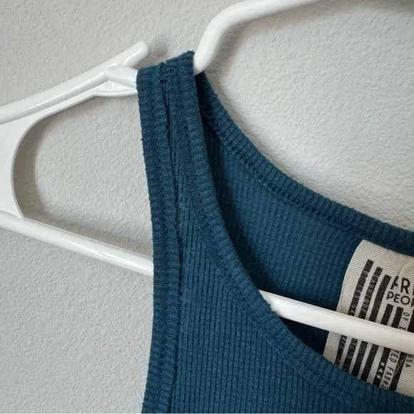 Free People Teal Blue Long Beach Tank Size Small Basic Layering Racerback Summer - Picture 8 of 12